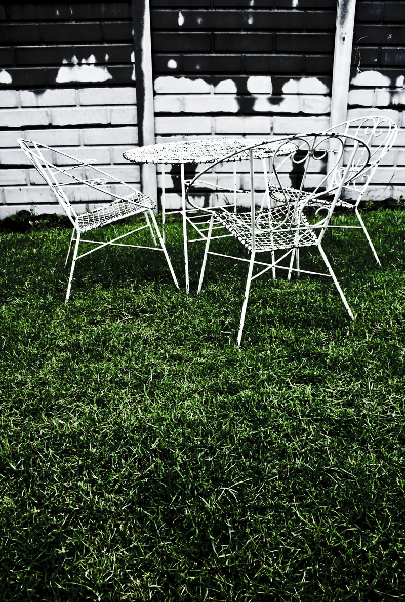 garden chairs on the lawn