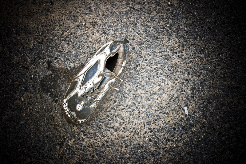 shoe on a road
